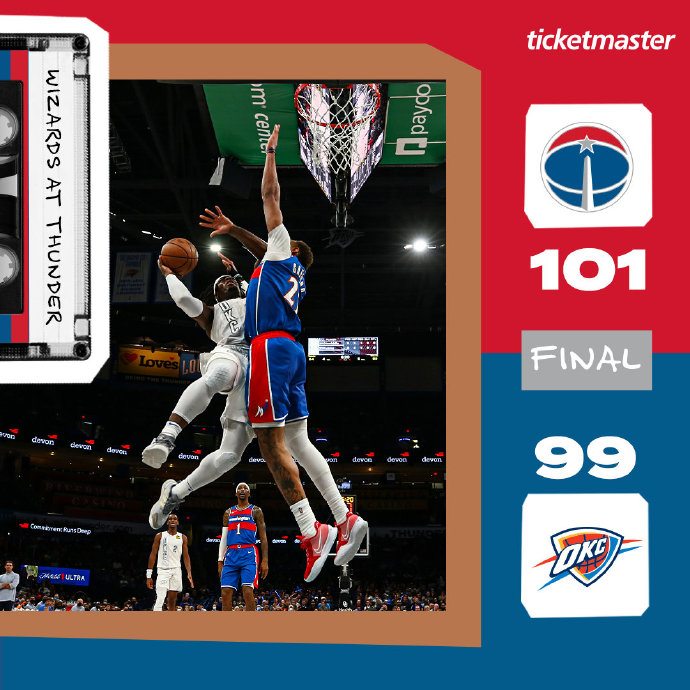 奇才101-99力克雷霆 比尔20+6 波普20分 多特21分